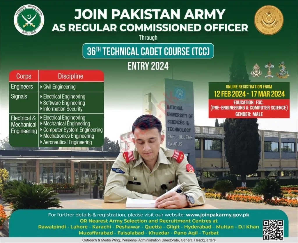 New Pak Army Jobs in Islamabad for males as Commissioned Officer 2024 online Apply