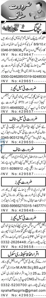 Male and Female Teacher Jobs in Peshawar March 2024